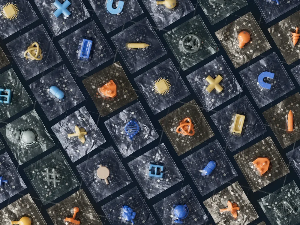 Creative objects arranged over an artificial intelligence network pattern